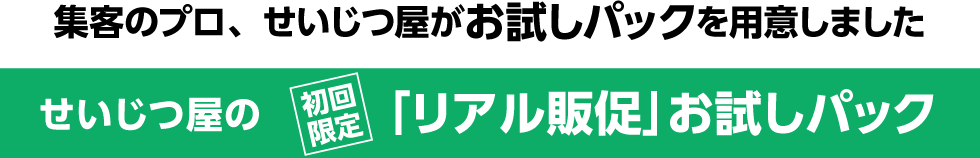 集客のプロ、せいじつ屋がお試しパックを用意しました